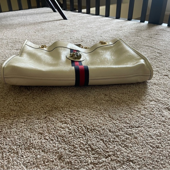 Authentic Gucci Rajah Large White Leather Tote Shoulder Bag Sherry Tiger 537219 - Picture 5 of 16